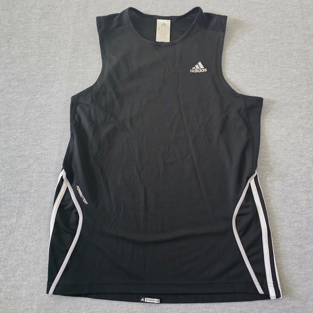 Adidas Mens Response Formotion Running Tank Top Black White Stripes Large